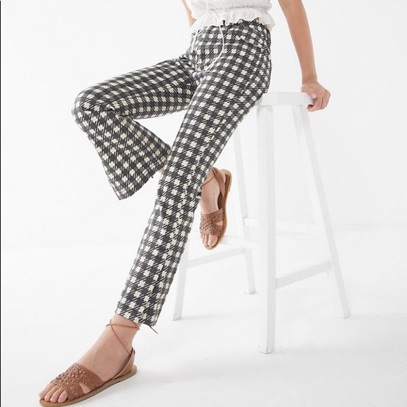 BDG Pants - BDG Houndstooth High Rise Crop Kick Flare 26